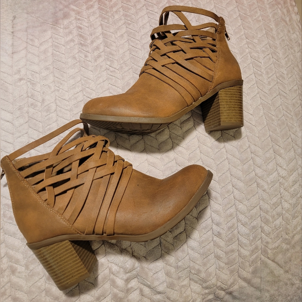 Me Too Strappy Tan Booties